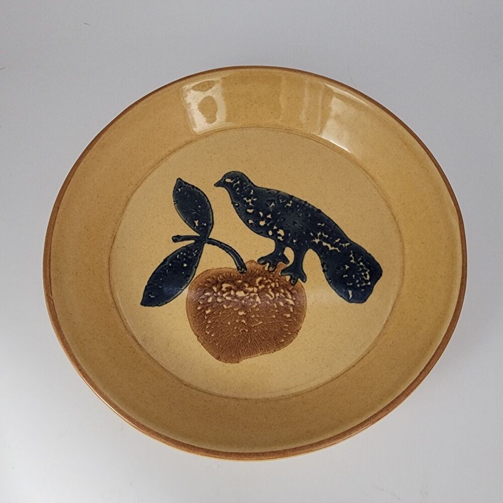 Pfaltzgraff Pie Plate 9" Crow Bird Cherry Print America Folk Art Rustic MCM 576
